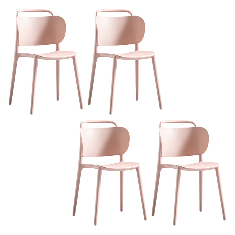 Contemporary Plastic Dining Armless Chair Open Back Dining Side Chair for Kitchen Light Pink 4 Piece Set Clearhalo ' kitchen&dining_furn' 'Dining Chairs' 'Dining Tables & Seating' 'dining_chair' 'furn' 'furn_dining_chair' 'Furniture' 'furniture_dining_chair' 'Kitchen & Dining Furniture' 'kitchen' 3756178