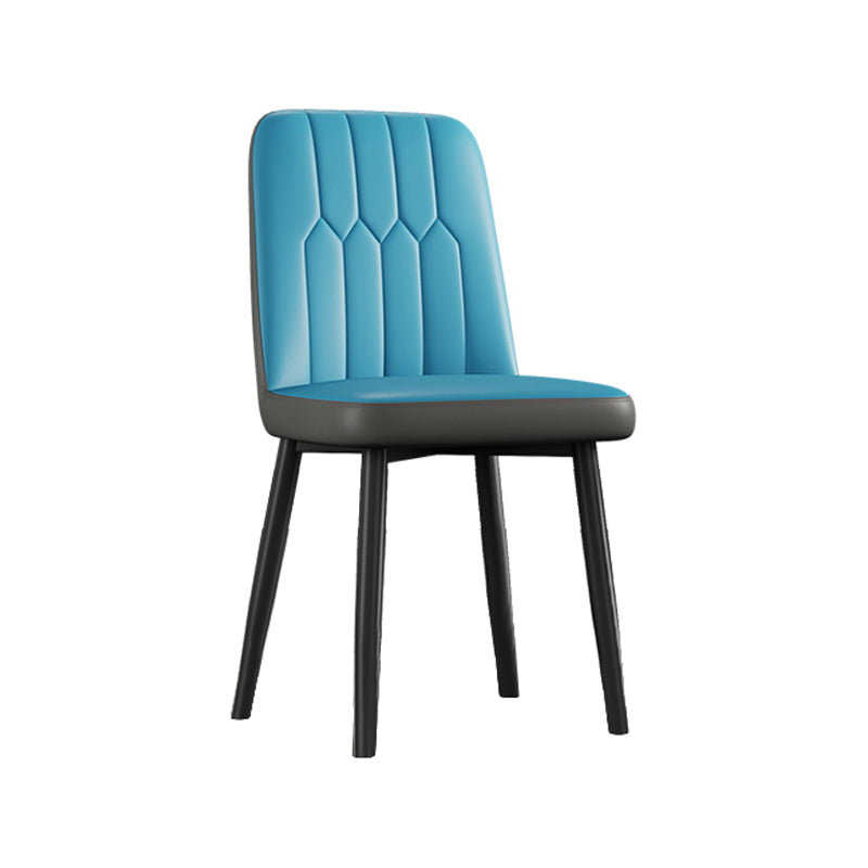 Contemporary Metal Dining Room Chairs PU Leather Dining Armless Chairs Blue-Gray 1 Piece Black Clearhalo ' kitchen&dining_furn' 'Dining Chairs' 'Dining Tables & Seating' 'dining_chair' 'furn' 'furn_dining_chair' 'Furniture' 'furniture_dining_chair' 'Kitchen & Dining Furniture' 'kitchen' 3756182