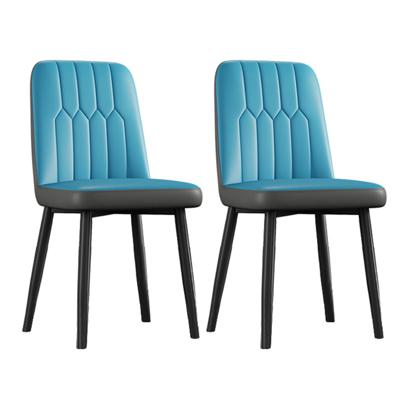 Contemporary Metal Dining Room Chairs PU Leather Dining Armless Chairs Blue-Gray 2 Piece Set Black Clearhalo ' kitchen&dining_furn' 'Dining Chairs' 'Dining Tables & Seating' 'dining_chair' 'furn' 'furn_dining_chair' 'Furniture' 'furniture_dining_chair' 'Kitchen & Dining Furniture' 'kitchen' 3756184