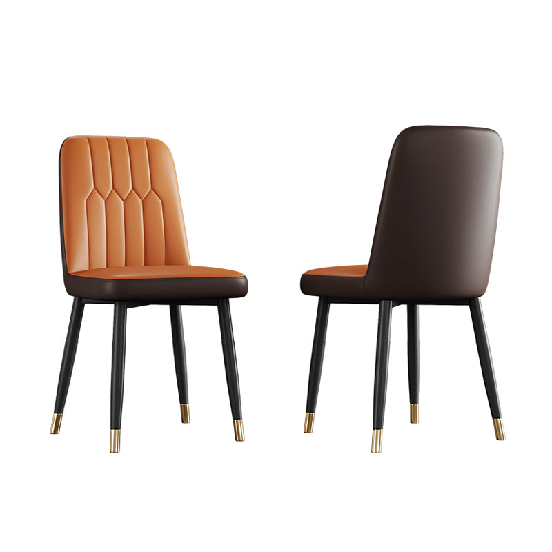 Contemporary Metal Dining Room Chairs PU Leather Dining Armless Chairs Clearhalo ' kitchen&dining_furn' 'Dining Chairs' 'Dining Tables & Seating' 'dining_chair' 'furn' 'furn_dining_chair' 'Furniture' 'furniture_dining_chair' 'Kitchen & Dining Furniture' 'kitchen' 3756185