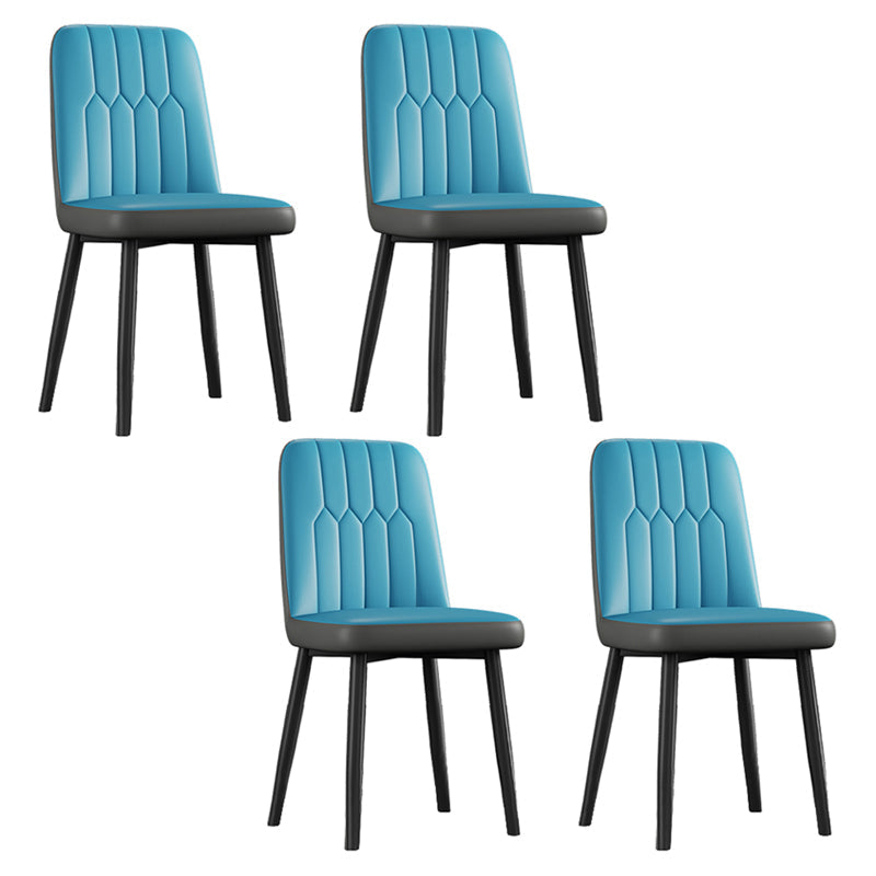Contemporary Metal Dining Room Chairs PU Leather Dining Armless Chairs Blue-Gray 4 Piece Set Black Clearhalo ' kitchen&dining_furn' 'Dining Chairs' 'Dining Tables & Seating' 'dining_chair' 'furn' 'furn_dining_chair' 'Furniture' 'furniture_dining_chair' 'Kitchen & Dining Furniture' 'kitchen' 3756186