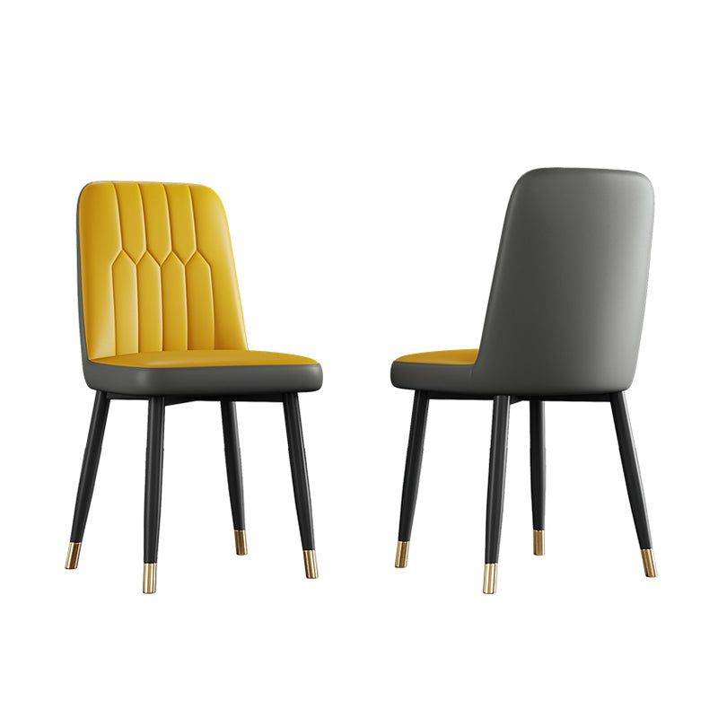 Contemporary Metal Dining Room Chairs PU Leather Dining Armless Chairs Clearhalo ' kitchen&dining_furn' 'Dining Chairs' 'Dining Tables & Seating' 'dining_chair' 'furn' 'furn_dining_chair' 'Furniture' 'furniture_dining_chair' 'Kitchen & Dining Furniture' 'kitchen' 3756188