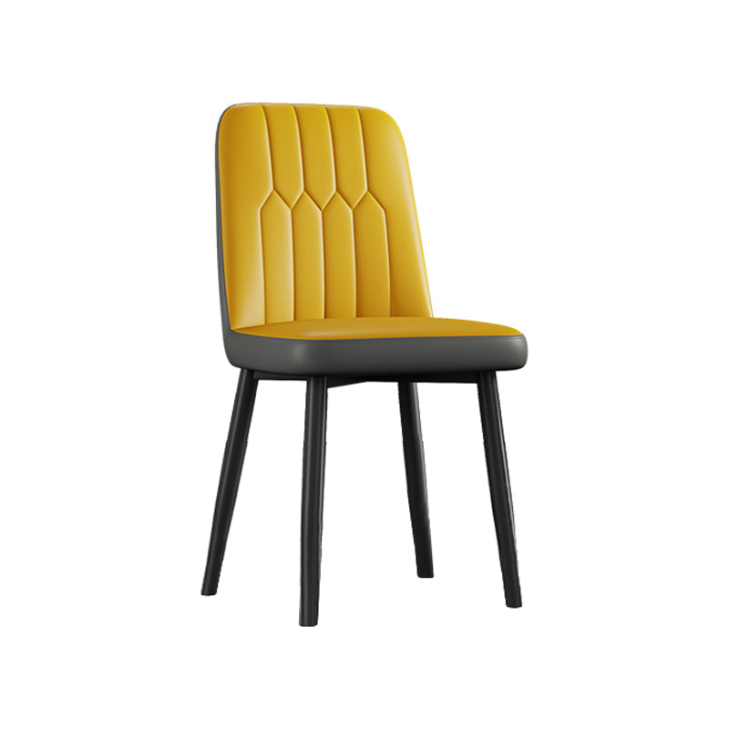 Contemporary Metal Dining Room Chairs PU Leather Dining Armless Chairs Yellow 1 Piece Black Clearhalo ' kitchen&dining_furn' 'Dining Chairs' 'Dining Tables & Seating' 'dining_chair' 'furn' 'furn_dining_chair' 'Furniture' 'furniture_dining_chair' 'Kitchen & Dining Furniture' 'kitchen' 3756194