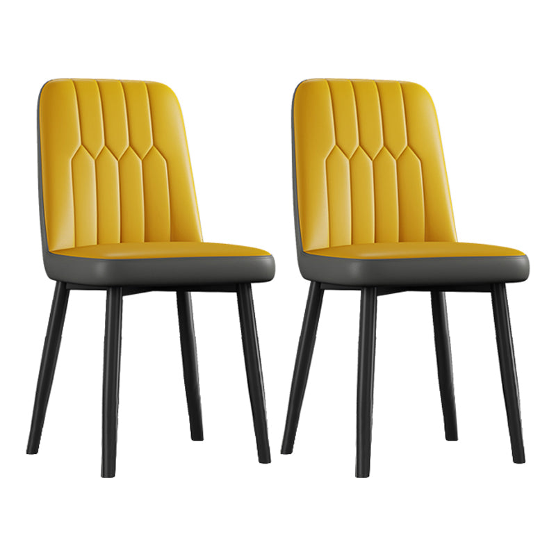 Contemporary Metal Dining Room Chairs PU Leather Dining Armless Chairs Yellow 2 Piece Set Black Clearhalo ' kitchen&dining_furn' 'Dining Chairs' 'Dining Tables & Seating' 'dining_chair' 'furn' 'furn_dining_chair' 'Furniture' 'furniture_dining_chair' 'Kitchen & Dining Furniture' 'kitchen' 3756195