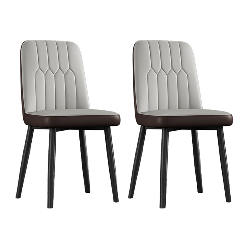 Contemporary Metal Dining Room Chairs PU Leather Dining Armless Chairs Gray Coffee 2 Piece Set Black Clearhalo ' kitchen&dining_furn' 'Dining Chairs' 'Dining Tables & Seating' 'dining_chair' 'furn' 'furn_dining_chair' 'Furniture' 'furniture_dining_chair' 'Kitchen & Dining Furniture' 'kitchen' 3756202