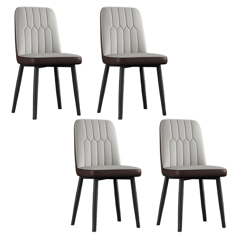 Contemporary Metal Dining Room Chairs PU Leather Dining Armless Chairs Gray Coffee 4 Piece Set Black Clearhalo ' kitchen&dining_furn' 'Dining Chairs' 'Dining Tables & Seating' 'dining_chair' 'furn' 'furn_dining_chair' 'Furniture' 'furniture_dining_chair' 'Kitchen & Dining Furniture' 'kitchen' 3756203