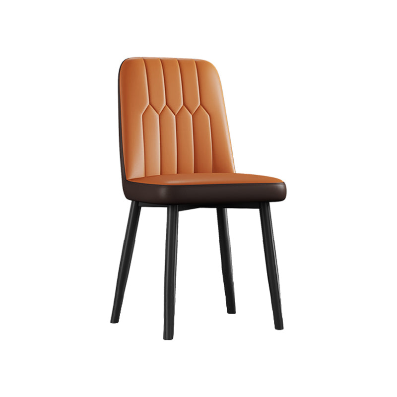 Contemporary Metal Dining Room Chairs PU Leather Dining Armless Chairs Orange 1 Piece Black Clearhalo ' kitchen&dining_furn' 'Dining Chairs' 'Dining Tables & Seating' 'dining_chair' 'furn' 'furn_dining_chair' 'Furniture' 'furniture_dining_chair' 'Kitchen & Dining Furniture' 'kitchen' 3756204
