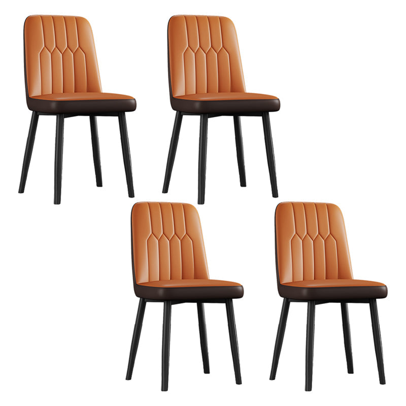 Contemporary Metal Dining Room Chairs PU Leather Dining Armless Chairs Orange 4 Piece Set Black Clearhalo ' kitchen&dining_furn' 'Dining Chairs' 'Dining Tables & Seating' 'dining_chair' 'furn' 'furn_dining_chair' 'Furniture' 'furniture_dining_chair' 'Kitchen & Dining Furniture' 'kitchen' 3756206