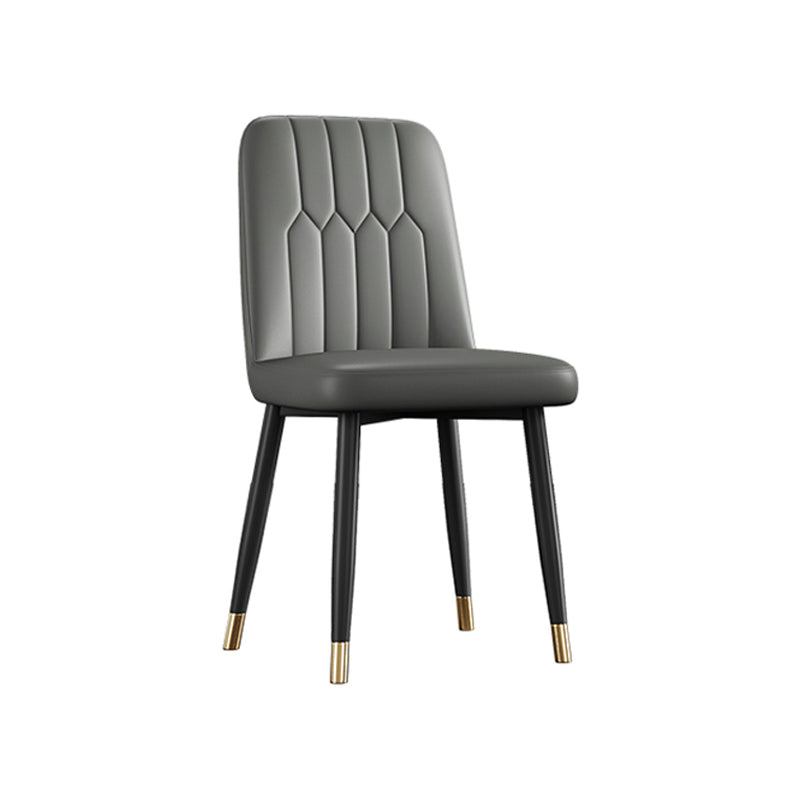 Contemporary Metal Dining Room Chairs PU Leather Dining Armless Chairs Dark Gray 1 Piece Brass Gold Clearhalo ' kitchen&dining_furn' 'Dining Chairs' 'Dining Tables & Seating' 'dining_chair' 'furn' 'furn_dining_chair' 'Furniture' 'furniture_dining_chair' 'Kitchen & Dining Furniture' 'kitchen' 3756207