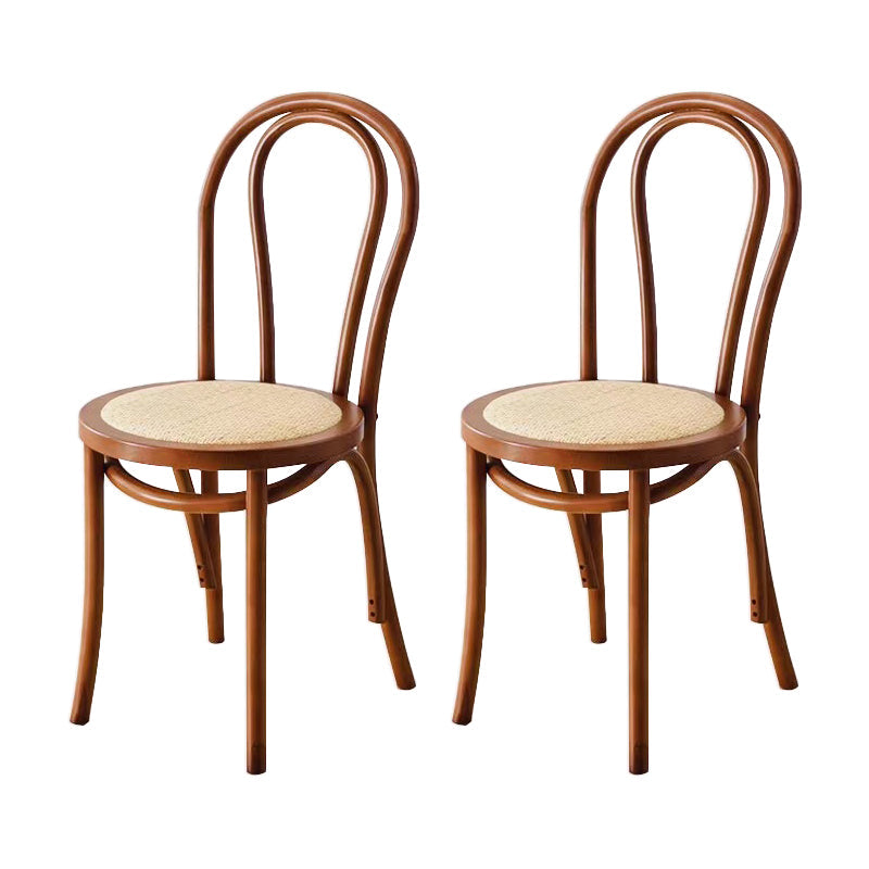 Contemporary Style Beech Wood Chairs Windsor Back Side Kitchen Dining Chair Walnut Wicker & Rattan 2 Piece Set Clearhalo ' kitchen&dining_furn' 'Dining Chairs' 'Dining Tables & Seating' 'dining_chair' 'furn' 'furn_dining_chair' 'Furniture' 'furniture_dining_chair' 'Kitchen & Dining Furniture' 'kitchen' 3756235