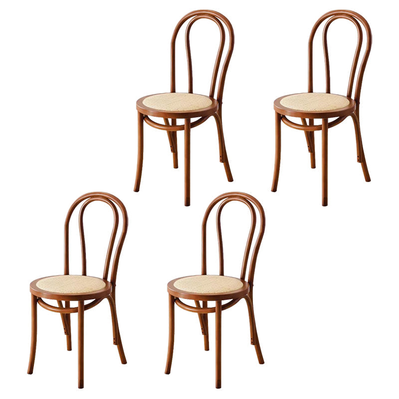 Contemporary Style Beech Wood Chairs Windsor Back Side Kitchen Dining Chair Walnut Wicker & Rattan 4 Piece Set Clearhalo ' kitchen&dining_furn' 'Dining Chairs' 'Dining Tables & Seating' 'dining_chair' 'furn' 'furn_dining_chair' 'Furniture' 'furniture_dining_chair' 'Kitchen & Dining Furniture' 'kitchen' 3756238