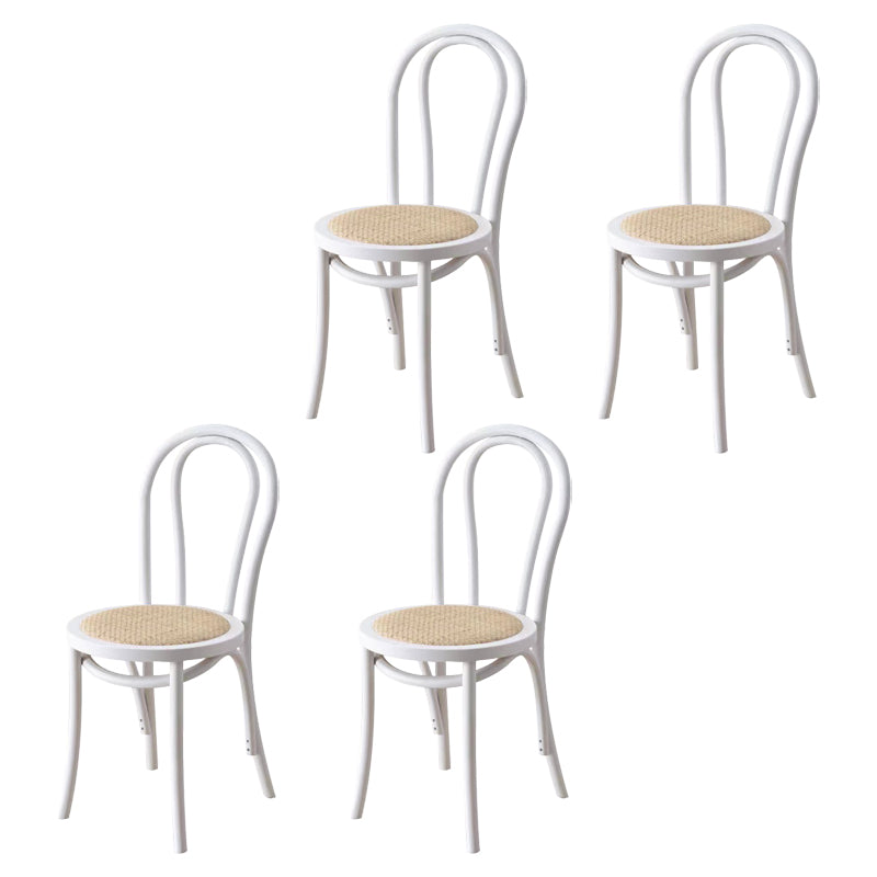 Contemporary Style Beech Wood Chairs Windsor Back Side Kitchen Dining Chair Cream Wicker & Rattan 4 Piece Set Clearhalo ' kitchen&dining_furn' 'Dining Chairs' 'Dining Tables & Seating' 'dining_chair' 'furn' 'furn_dining_chair' 'Furniture' 'furniture_dining_chair' 'Kitchen & Dining Furniture' 'kitchen' 3756241