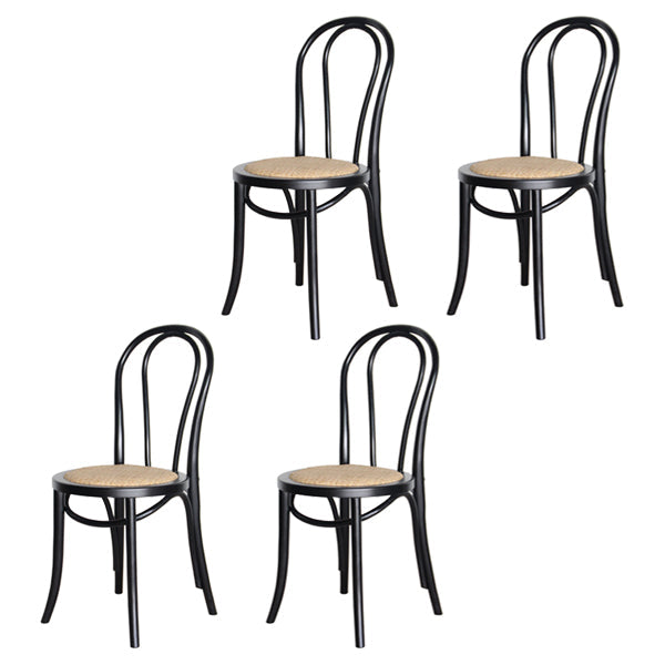 Contemporary Style Beech Wood Chairs Windsor Back Side Kitchen Dining Chair Black Wicker & Rattan 4 Piece Set Clearhalo ' kitchen&dining_furn' 'Dining Chairs' 'Dining Tables & Seating' 'dining_chair' 'furn' 'furn_dining_chair' 'Furniture' 'furniture_dining_chair' 'Kitchen & Dining Furniture' 'kitchen' 3756247
