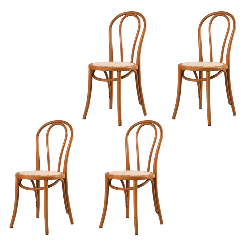 Contemporary Style Beech Wood Chairs Windsor Back Side Kitchen Dining Chair Deep Tan Wicker & Rattan 4 Piece Set Clearhalo ' kitchen&dining_furn' 'Dining Chairs' 'Dining Tables & Seating' 'dining_chair' 'furn' 'furn_dining_chair' 'Furniture' 'furniture_dining_chair' 'Kitchen & Dining Furniture' 'kitchen' 3756256