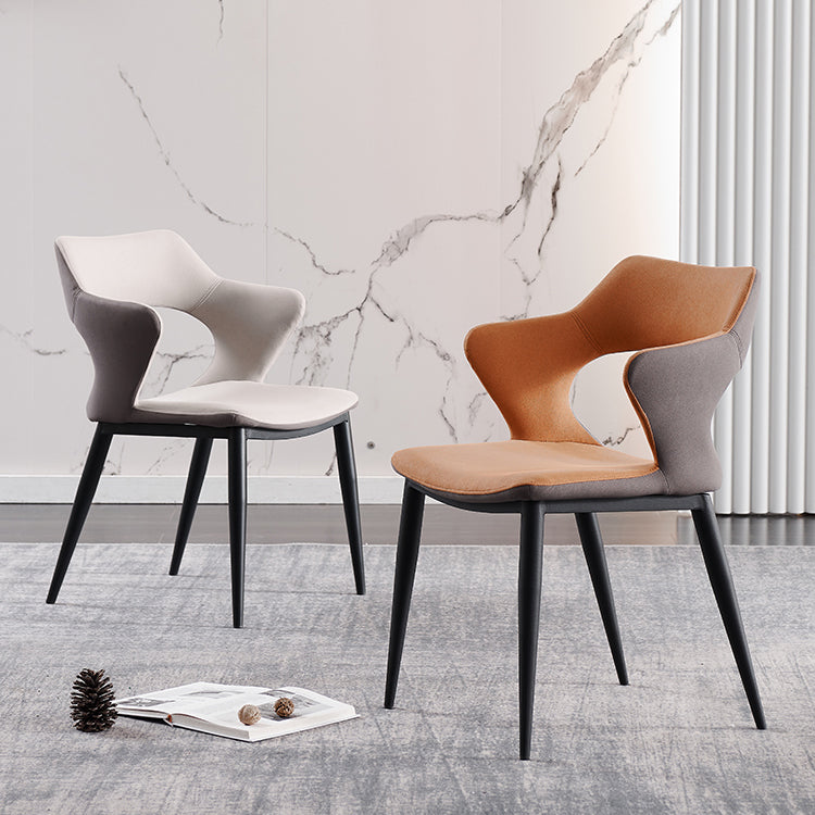 Contemporary Faux Leather Arm Chair Matte Finish Open Back Dining Chair Clearhalo ' kitchen&dining_furn' 'Dining Chairs' 'Dining Tables & Seating' 'dining_chair' 'furn' 'furn_dining_chair' 'Furniture' 'furniture_dining_chair' 'Kitchen & Dining Furniture' 'kitchen' 3756257