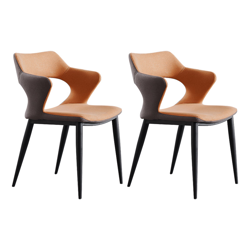 Contemporary Faux Leather Arm Chair Matte Finish Open Back Dining Chair Orange 2 Piece Set Clearhalo ' kitchen&dining_furn' 'Dining Chairs' 'Dining Tables & Seating' 'dining_chair' 'furn' 'furn_dining_chair' 'Furniture' 'furniture_dining_chair' 'Kitchen & Dining Furniture' 'kitchen' 3756258