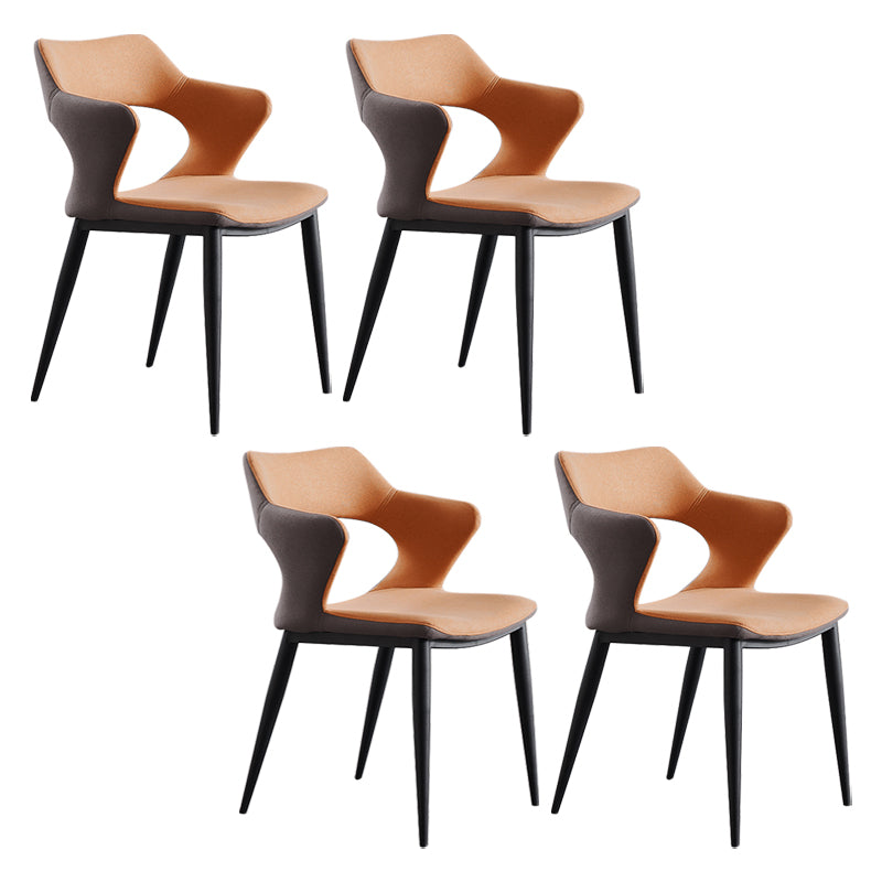 Contemporary Faux Leather Arm Chair Matte Finish Open Back Dining Chair Orange 4 Piece Set Clearhalo ' kitchen&dining_furn' 'Dining Chairs' 'Dining Tables & Seating' 'dining_chair' 'furn' 'furn_dining_chair' 'Furniture' 'furniture_dining_chair' 'Kitchen & Dining Furniture' 'kitchen' 3756259