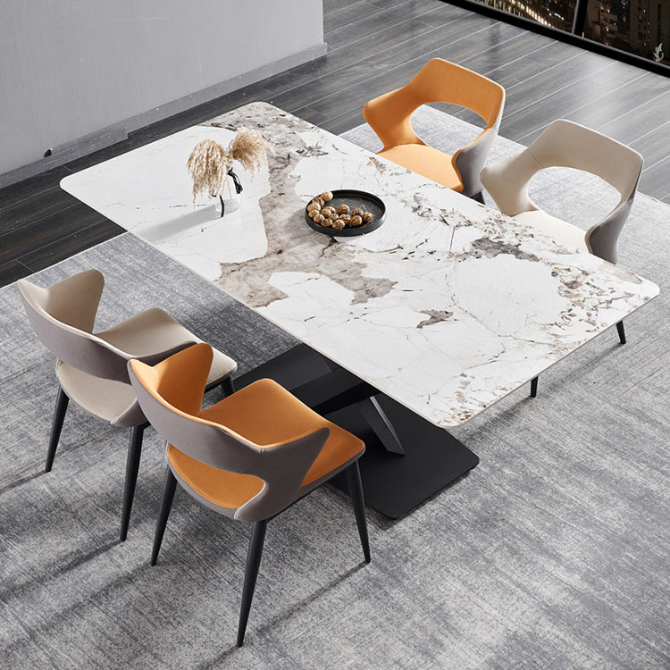 Contemporary Faux Leather Arm Chair Matte Finish Open Back Dining Chair Clearhalo ' kitchen&dining_furn' 'Dining Chairs' 'Dining Tables & Seating' 'dining_chair' 'furn' 'furn_dining_chair' 'Furniture' 'furniture_dining_chair' 'Kitchen & Dining Furniture' 'kitchen' 3756260