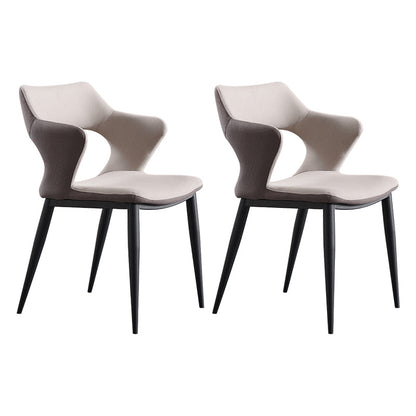 Contemporary Faux Leather Arm Chair Matte Finish Open Back Dining Chair Light Gray 2 Piece Set Clearhalo ' kitchen&dining_furn' 'Dining Chairs' 'Dining Tables & Seating' 'dining_chair' 'furn' 'furn_dining_chair' 'Furniture' 'furniture_dining_chair' 'Kitchen & Dining Furniture' 'kitchen' 3756264