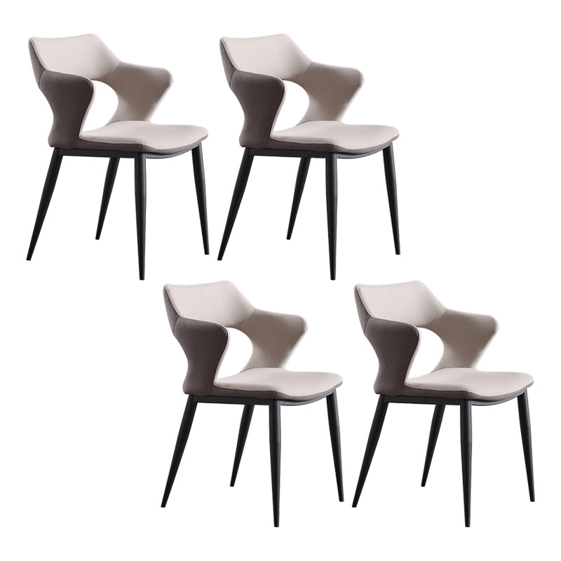 Contemporary Faux Leather Arm Chair Matte Finish Open Back Dining Chair Light Gray 4 Piece Set Clearhalo ' kitchen&dining_furn' 'Dining Chairs' 'Dining Tables & Seating' 'dining_chair' 'furn' 'furn_dining_chair' 'Furniture' 'furniture_dining_chair' 'Kitchen & Dining Furniture' 'kitchen' 3756265