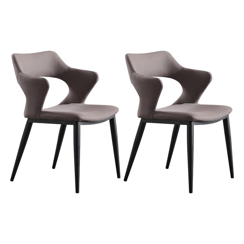 Contemporary Faux Leather Arm Chair Matte Finish Open Back Dining Chair Grey 2 Piece Set Clearhalo ' kitchen&dining_furn' 'Dining Chairs' 'Dining Tables & Seating' 'dining_chair' 'furn' 'furn_dining_chair' 'Furniture' 'furniture_dining_chair' 'Kitchen & Dining Furniture' 'kitchen' 3756270
