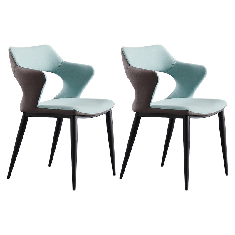 Contemporary Faux Leather Arm Chair Matte Finish Open Back Dining Chair Sky Blue 2 Piece Set Clearhalo ' kitchen&dining_furn' 'Dining Chairs' 'Dining Tables & Seating' 'dining_chair' 'furn' 'furn_dining_chair' 'Furniture' 'furniture_dining_chair' 'Kitchen & Dining Furniture' 'kitchen' 3756275