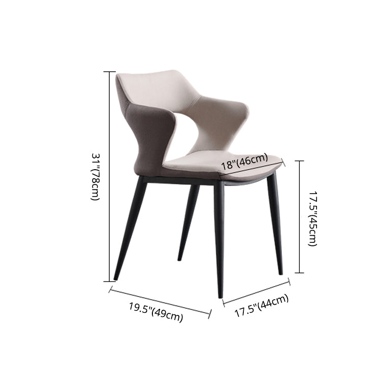 Contemporary Faux Leather Arm Chair Matte Finish Open Back Dining Chair Clearhalo ' kitchen&dining_furn' 'Dining Chairs' 'Dining Tables & Seating' 'dining_chair' 'furn' 'furn_dining_chair' 'Furniture' 'furniture_dining_chair' 'Kitchen & Dining Furniture' 'kitchen' 3756276