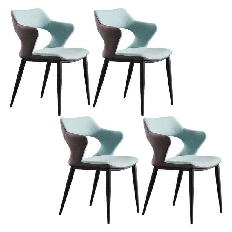 Contemporary Faux Leather Arm Chair Matte Finish Open Back Dining Chair Sky Blue 4 Piece Set Clearhalo ' kitchen&dining_furn' 'Dining Chairs' 'Dining Tables & Seating' 'dining_chair' 'furn' 'furn_dining_chair' 'Furniture' 'furniture_dining_chair' 'Kitchen & Dining Furniture' 'kitchen' 3756277