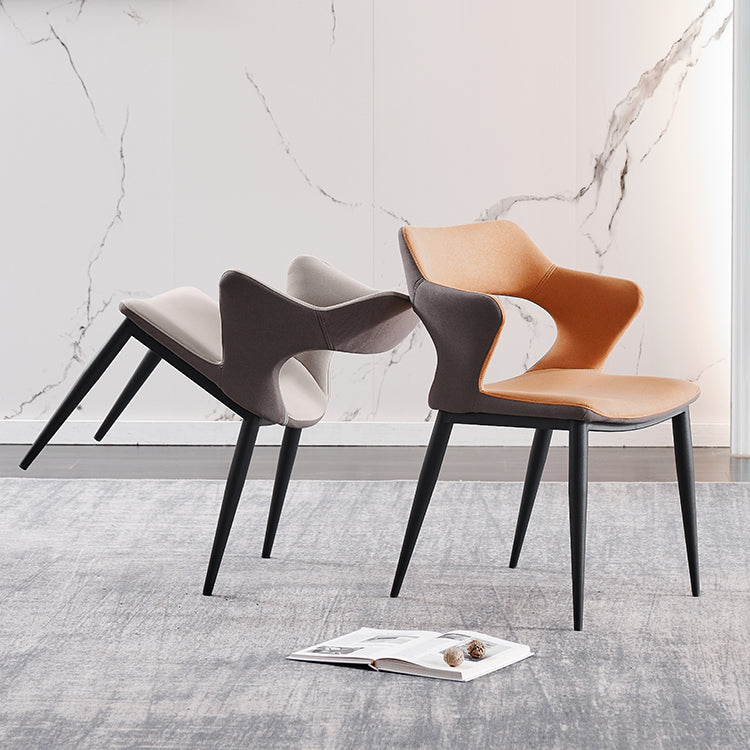 Contemporary Faux Leather Arm Chair Matte Finish Open Back Dining Chair Clearhalo ' kitchen&dining_furn' 'Dining Chairs' 'Dining Tables & Seating' 'dining_chair' 'furn' 'furn_dining_chair' 'Furniture' 'furniture_dining_chair' 'Kitchen & Dining Furniture' 'kitchen' 3756278