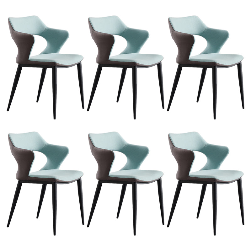 Contemporary Faux Leather Arm Chair Matte Finish Open Back Dining Chair Sky Blue 6 Piece Set Clearhalo ' kitchen&dining_furn' 'Dining Chairs' 'Dining Tables & Seating' 'dining_chair' 'furn' 'furn_dining_chair' 'Furniture' 'furniture_dining_chair' 'Kitchen & Dining Furniture' 'kitchen' 3756279