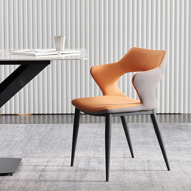 Contemporary Faux Leather Arm Chair Matte Finish Open Back Dining Chair Clearhalo ' kitchen&dining_furn' 'Dining Chairs' 'Dining Tables & Seating' 'dining_chair' 'furn' 'furn_dining_chair' 'Furniture' 'furniture_dining_chair' 'Kitchen & Dining Furniture' 'kitchen' 3756281