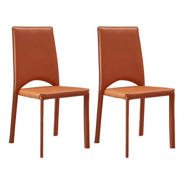 Contemporary Style Kitchen Dining Chair Stackable Armless Chair with Metal Legs Orange 2 Piece Set Clearhalo ' kitchen&dining_furn' 'Dining Chairs' 'Dining Tables & Seating' 'dining_chair' 'furn' 'furn_dining_chair' 'Furniture' 'furniture_dining_chair' 'Kitchen & Dining Furniture' 'kitchen' 3756284