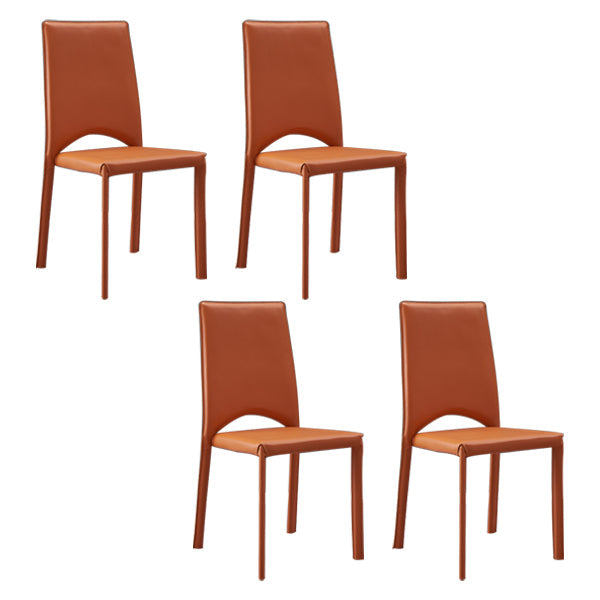 Contemporary Style Kitchen Dining Chair Stackable Armless Chair with Metal Legs Orange 4 Piece Set Clearhalo ' kitchen&dining_furn' 'Dining Chairs' 'Dining Tables & Seating' 'dining_chair' 'furn' 'furn_dining_chair' 'Furniture' 'furniture_dining_chair' 'Kitchen & Dining Furniture' 'kitchen' 3756285