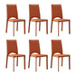 Contemporary Style Kitchen Dining Chair Stackable Armless Chair with Metal Legs Orange 6 Piece Set Clearhalo ' kitchen&dining_furn' 'Dining Chairs' 'Dining Tables & Seating' 'dining_chair' 'furn' 'furn_dining_chair' 'Furniture' 'furniture_dining_chair' 'Kitchen & Dining Furniture' 'kitchen' 3756287