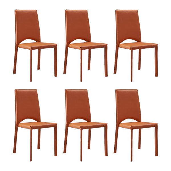 Contemporary Style Kitchen Dining Chair Stackable Armless Chair with Metal Legs Orange 6 Piece Set Clearhalo ' kitchen&dining_furn' 'Dining Chairs' 'Dining Tables & Seating' 'dining_chair' 'furn' 'furn_dining_chair' 'Furniture' 'furniture_dining_chair' 'Kitchen & Dining Furniture' 'kitchen' 3756287