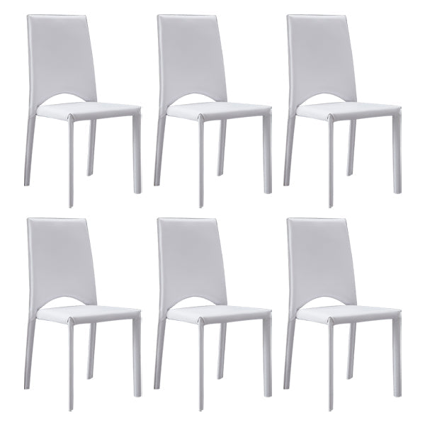 Contemporary Style Kitchen Dining Chair Stackable Armless Chair with Metal Legs White 6 Piece Set Clearhalo ' kitchen&dining_furn' 'Dining Chairs' 'Dining Tables & Seating' 'dining_chair' 'furn' 'furn_dining_chair' 'Furniture' 'furniture_dining_chair' 'Kitchen & Dining Furniture' 'kitchen' 3756293