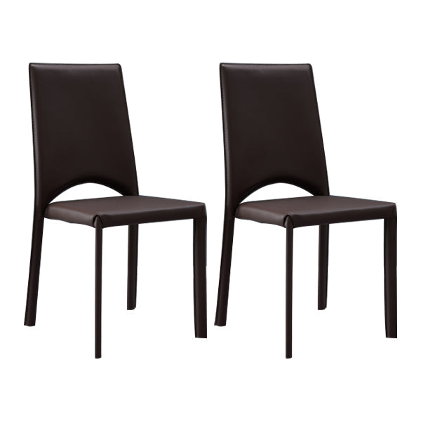 Contemporary Style Kitchen Dining Chair Stackable Armless Chair with Metal Legs Coffee 2 Piece Set Clearhalo ' kitchen&dining_furn' 'Dining Chairs' 'Dining Tables & Seating' 'dining_chair' 'furn' 'furn_dining_chair' 'Furniture' 'furniture_dining_chair' 'Kitchen & Dining Furniture' 'kitchen' 3756296