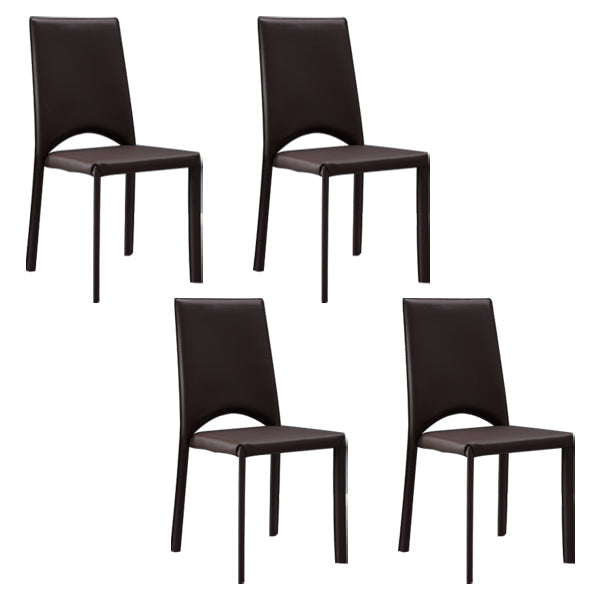 Contemporary Style Kitchen Dining Chair Stackable Armless Chair with Metal Legs Coffee 4 Piece Set Clearhalo ' kitchen&dining_furn' 'Dining Chairs' 'Dining Tables & Seating' 'dining_chair' 'furn' 'furn_dining_chair' 'Furniture' 'furniture_dining_chair' 'Kitchen & Dining Furniture' 'kitchen' 3756298