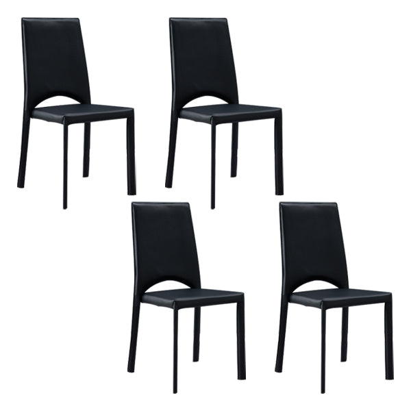 Contemporary Style Kitchen Dining Chair Stackable Armless Chair with Metal Legs Black 4 Piece Set Clearhalo ' kitchen&dining_furn' 'Dining Chairs' 'Dining Tables & Seating' 'dining_chair' 'furn' 'furn_dining_chair' 'Furniture' 'furniture_dining_chair' 'Kitchen & Dining Furniture' 'kitchen' 3756303