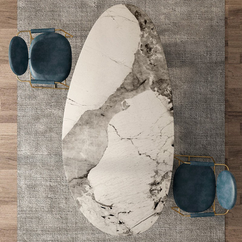 Metal Traditional Luxury Oval Indoor Table Sintered Stone Table for Kitchen and Dining Room Clearhalo ' dining_table' 'Dining Tables & Seating' 'Dining Tables' 'furn' 'furn_dining_table' 'Furniture' 'furniture_dining_table' 'Kitchen & Dining Furniture' 'kitchen&dining_furn' 'kitchen' 'kitchen_dining_table' 3756308