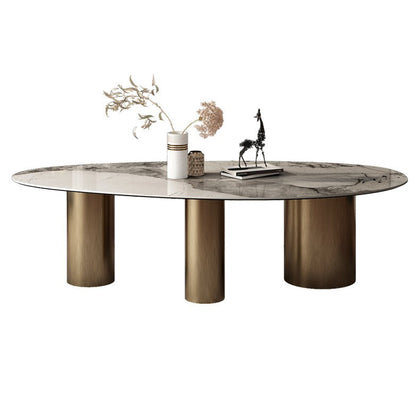 Metal Traditional Luxury Oval Indoor Table Sintered Stone Table for Kitchen and Dining Room Without Chairs Clearhalo ' dining_table' 'Dining Tables & Seating' 'Dining Tables' 'furn' 'furn_dining_table' 'Furniture' 'furniture_dining_table' 'Kitchen & Dining Furniture' 'kitchen&dining_furn' 'kitchen' 'kitchen_dining_table' 3756310