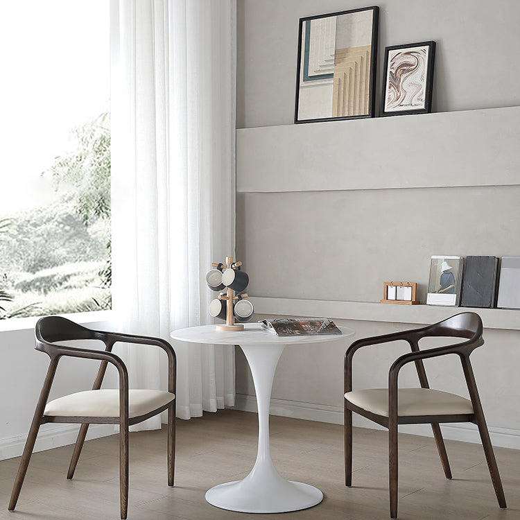 Round Sintered Stone White Dining Table Simplicity Tulip Base Table for Dining Room Clearhalo ' dining_table' 'Dining Tables & Seating' 'Dining Tables' 'furn' 'furn_dining_table' 'Furniture' 'furniture_dining_table' 'Kitchen & Dining Furniture' 'kitchen&dining_furn' 'kitchen' 'kitchen_dining_table' 3756313