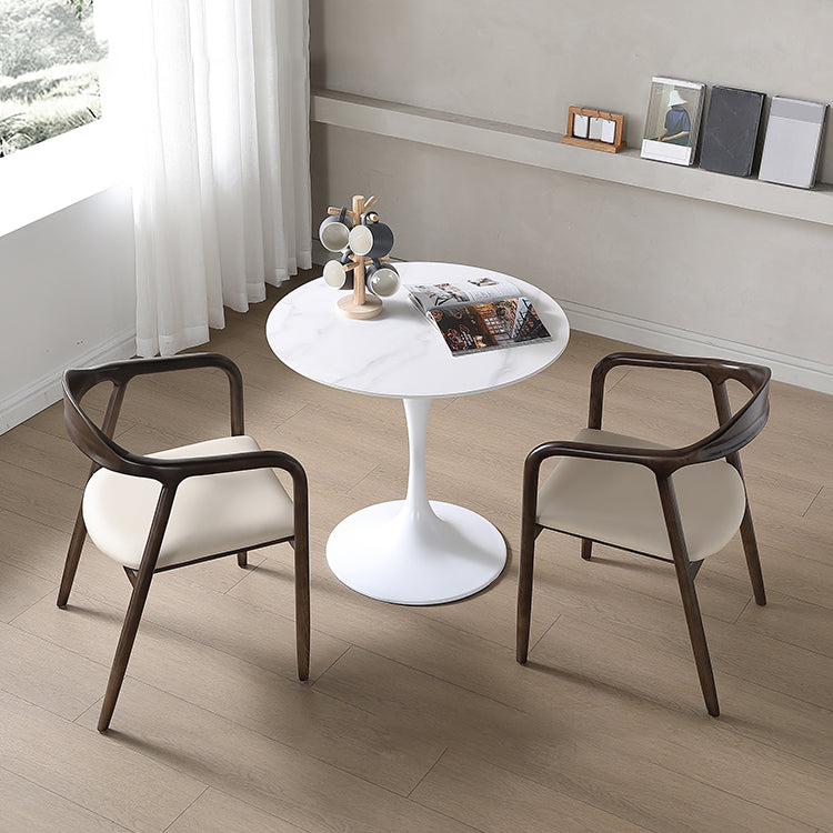 Round Sintered Stone White Dining Table Simplicity Tulip Base Table for Dining Room Clearhalo ' dining_table' 'Dining Tables & Seating' 'Dining Tables' 'furn' 'furn_dining_table' 'Furniture' 'furniture_dining_table' 'Kitchen & Dining Furniture' 'kitchen&dining_furn' 'kitchen' 'kitchen_dining_table' 3756314