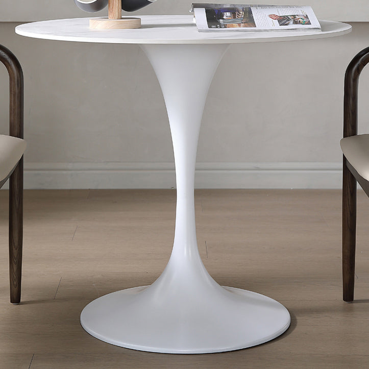 Round Sintered Stone White Dining Table Simplicity Tulip Base Table for Dining Room Clearhalo ' dining_table' 'Dining Tables & Seating' 'Dining Tables' 'furn' 'furn_dining_table' 'Furniture' 'furniture_dining_table' 'Kitchen & Dining Furniture' 'kitchen&dining_furn' 'kitchen' 'kitchen_dining_table' 3756320