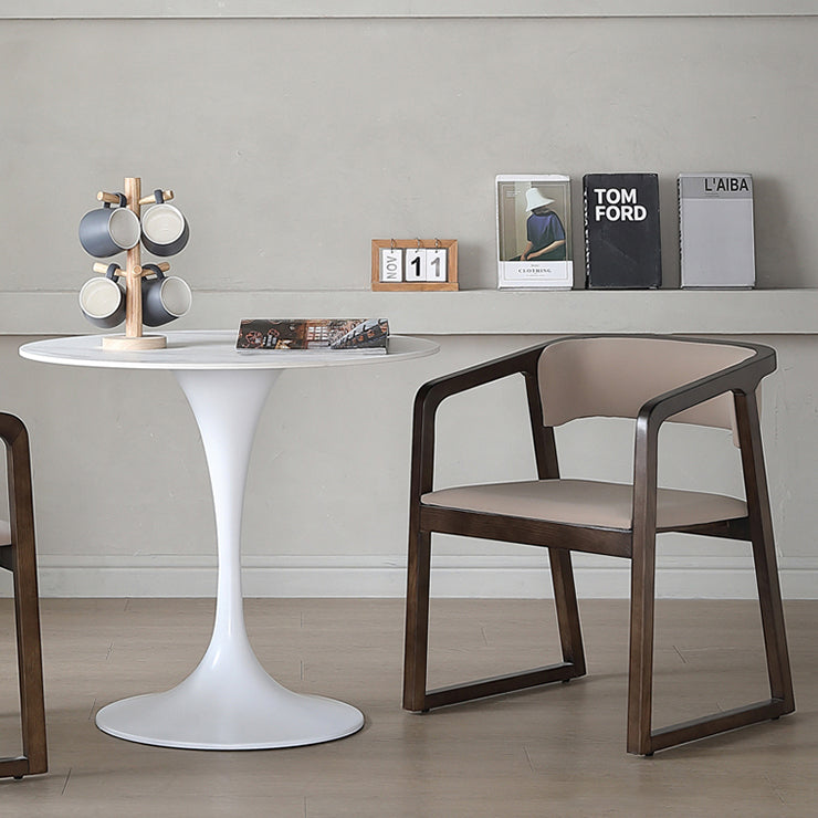 Round Sintered Stone White Dining Table Simplicity Tulip Base Table for Dining Room Clearhalo ' dining_table' 'Dining Tables & Seating' 'Dining Tables' 'furn' 'furn_dining_table' 'Furniture' 'furniture_dining_table' 'Kitchen & Dining Furniture' 'kitchen&dining_furn' 'kitchen' 'kitchen_dining_table' 3756324