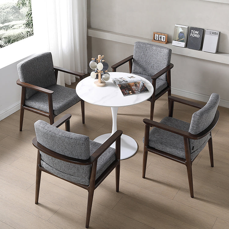 Round Sintered Stone White Dining Table Simplicity Tulip Base Table for Dining Room Clearhalo ' dining_table' 'Dining Tables & Seating' 'Dining Tables' 'furn' 'furn_dining_table' 'Furniture' 'furniture_dining_table' 'Kitchen & Dining Furniture' 'kitchen&dining_furn' 'kitchen' 'kitchen_dining_table' 3756325