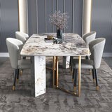 Metal Traditional Luxury Rectangle Indoor Table Sintered Stone Table for Dining Room Clearhalo ' dining_table' 'Dining Tables & Seating' 'Dining Tables' 'furn' 'furn_dining_table' 'Furniture' 'furniture_dining_table' 'Kitchen & Dining Furniture' 'kitchen&dining_furn' 'kitchen' 'kitchen_dining_table' 3756326