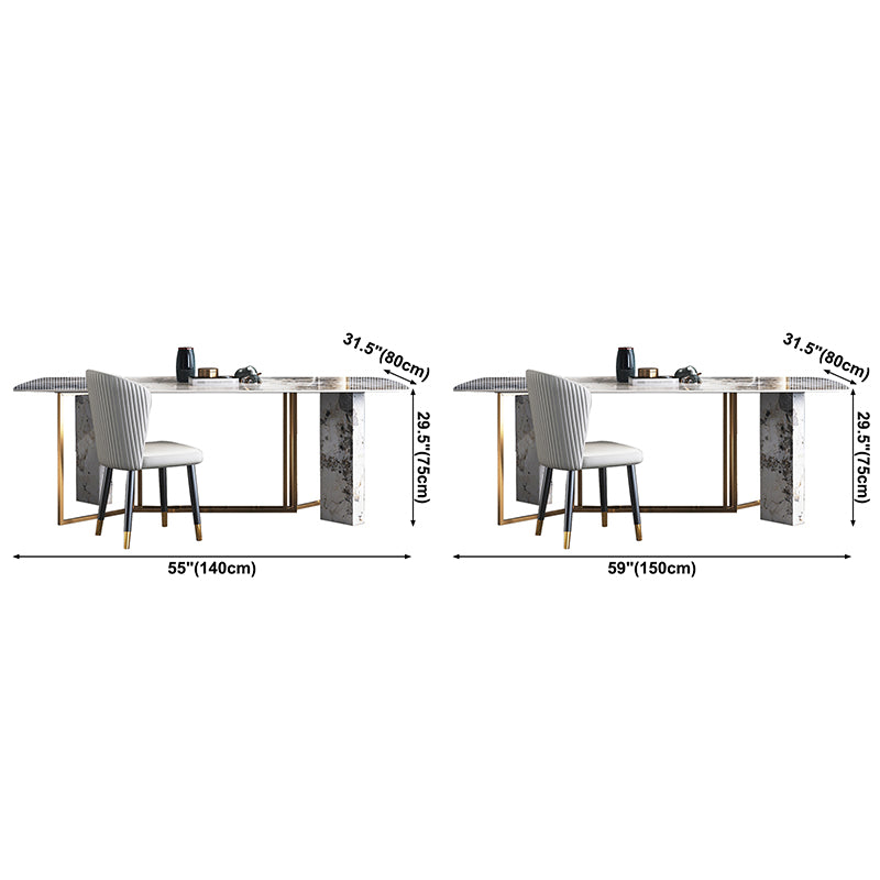 Metal Traditional Luxury Rectangle Indoor Table Sintered Stone Table for Dining Room Clearhalo ' dining_table' 'Dining Tables & Seating' 'Dining Tables' 'furn' 'furn_dining_table' 'Furniture' 'furniture_dining_table' 'Kitchen & Dining Furniture' 'kitchen&dining_furn' 'kitchen' 'kitchen_dining_table' 3756335
