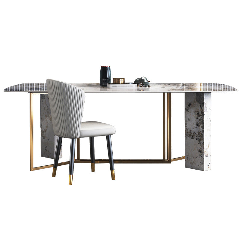 Metal Traditional Luxury Rectangle Indoor Table Sintered Stone Table for Dining Room Clearhalo ' dining_table' 'Dining Tables & Seating' 'Dining Tables' 'furn' 'furn_dining_table' 'Furniture' 'furniture_dining_table' 'Kitchen & Dining Furniture' 'kitchen&dining_furn' 'kitchen' 'kitchen_dining_table' 3756336