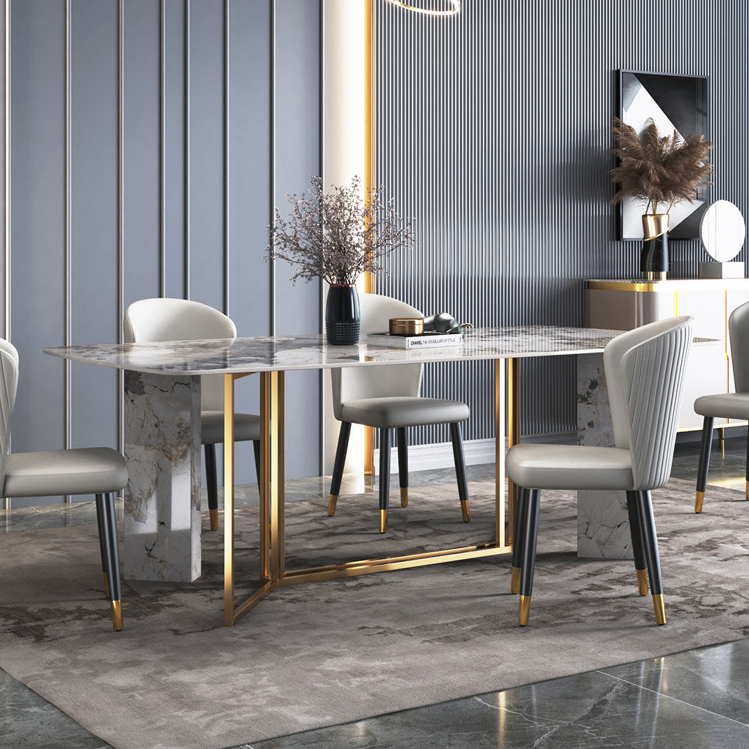 Metal Traditional Luxury Rectangle Indoor Table Sintered Stone Table for Dining Room Clearhalo ' dining_table' 'Dining Tables & Seating' 'Dining Tables' 'furn' 'furn_dining_table' 'Furniture' 'furniture_dining_table' 'Kitchen & Dining Furniture' 'kitchen&dining_furn' 'kitchen' 'kitchen_dining_table' 3756337